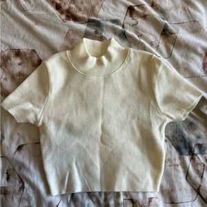 Zara high neck crop tee in beige